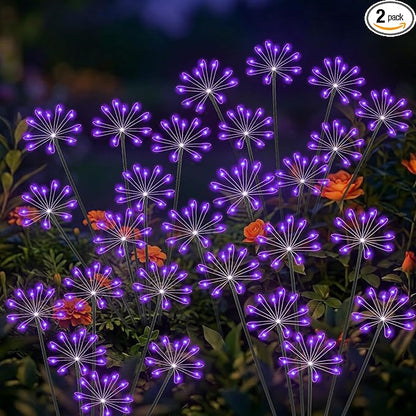 Solar Garden Lights Outdoor, Upgraded Solar Swaying Starburst Light Waterproof with 2 Modes, Solar Fairy Firework Lights for Yard Patio Pathway Flowerbed Balcony Garden Decoration (Purple, 2 Pack)
