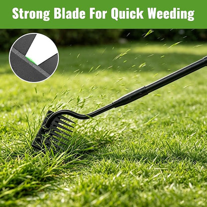 Weeding Rake,70 Inch Manual Weeder Tool with Long Handle for Weeding Loosening Soil Cultivating Heavy Duty Metal 8 Teeth Weed Puller Tool for Backyard, Lawn, Garden Beds