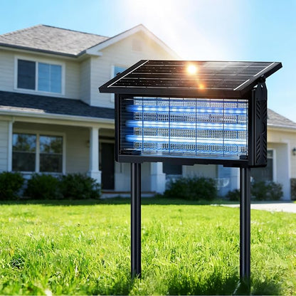 Solar Bug Zapper Outdoor 18W | 9600mAh, 365–395nm UV, Dusk-Dawn Sensor, IPX5 Waterproof, 20ft Cord, Indoor & Outdoor for Home, Patio, Garden, Deck, Camping