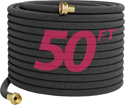 Soaker Hose 50FT 1/2 Inch Premium Soaker Hose with Solid Brass Connectors, for Deep Root Watering in Flower Beds & Landscaping