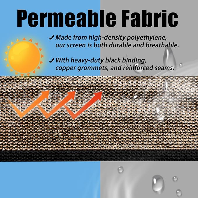 Brown 5FT X 50FT Outdoor Privacy Screen Fence & Mesh Shade Net Cover, Ideal for Garden and Backyard - Enhances Privacy for Fencing & Chain Link, Perfect for Patio Privacy Wall, Slats，Freestanding