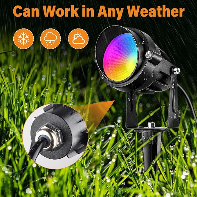 Spotlight Outdoor RGB Spot Lights 10W LED Landscape Lights Spot Lights Outdoor with 16 Color Changing for Yard Garden Decor, Landscape Lighting with Remote IP67 Waterproof (6)