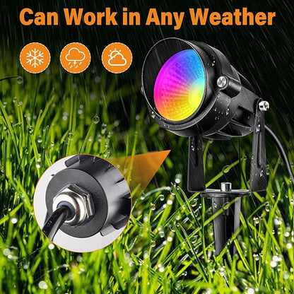 Spotlight Outdoor RGB Spot Lights 10W LED Landscape Lights Spot Lights Outdoor with 16 Color Changing for Yard Garden Decor, Landscape Lighting with Remote IP67 Waterproof (6)