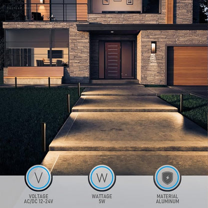 LEONLITE 12-Pack 5CCT Anti-Glare Low Voltage Landscape Lights, 12-24V AC/DC | 5W Anti-Glare LED Pathway Lights, Die-Casted Aluminum, IP65 Waterproof for Yard Walkway, 1800K/2700K/3000K/4000K/5000K, ETL