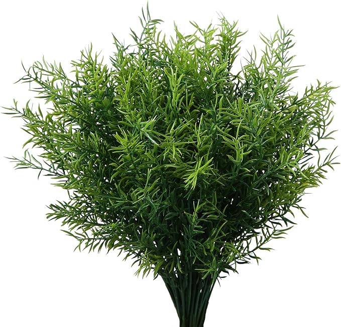 XLFAQXM Artificial Plants Flowers Grass Shrubs 8 Pack No Fade Faux Plastic Flowers Outdoor for Farmhouse Garden Porch Patio Indoor Wedding Decoration Greenery Fake Plants uv Resistant