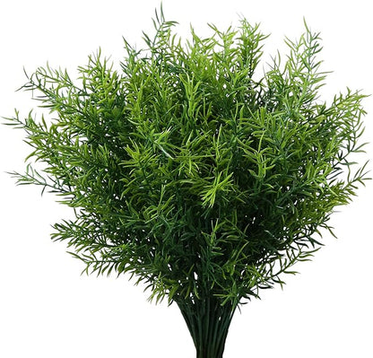 XLFAQXM Artificial Plants Flowers Grass Shrubs 8 Pack No Fade Faux Plastic Flowers Outdoor for Farmhouse Garden Porch Patio Indoor Wedding Decoration Greenery Fake Plants uv Resistant