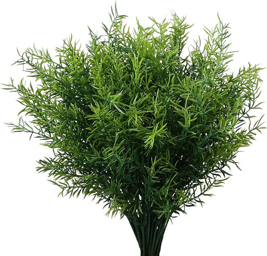 XLFAQXM Artificial Plants Flowers Grass Shrubs 8 Pack No Fade Faux Plastic Flowers Outdoor for Farmhouse Garden Porch Patio Indoor Wedding Decoration Greenery Fake Plants uv Resistant
