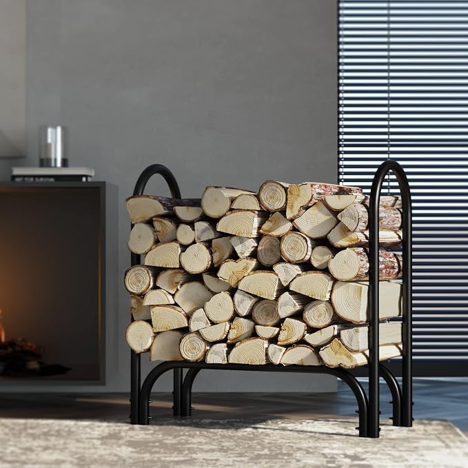Fire Beauty Firewood Rack Log Holder,Log Storage Holder,Storage Rack,Firewood Stacker for Fireplace Indoor Outdoor(Middle)