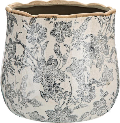 Bokon 7 x 6.3 Inch Ceramic Planter Vintage Scroll Planter Decorative Plant Pots with Crackle Glaze for Indoor Outdoor, Kitchen, Table, Shelf, Mantel, Home, Garden Decor, Gardening Gift(Rustic)