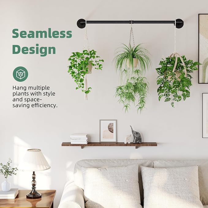 Galood Plant Hanger Indoor Hanging Planters for Indoor Plants Hanging Plant Holder Black Metal Rod(Pot/Chain/Plant not Included