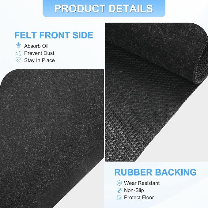 M METERXITY 3 mm Thickened Outdoor Storage Shed Mat, 6x8 ft Waterproof Shed Flooring Mat for Patio Furniture Floor Protecting from Wear/Liquid/Dust/Oil, Non-Slip Felt Rubber Rug Pad [Grey]