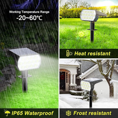 Solar Spot Lights Outdoor, 4 Pack Outdoor Solar Lights for Yard, 4 Lighting Mode Solar Landscape Spotlights with Auto On/Off, Waterproof IP65 Wall Lights for Garden, Walkway (65 LED, Cool White)