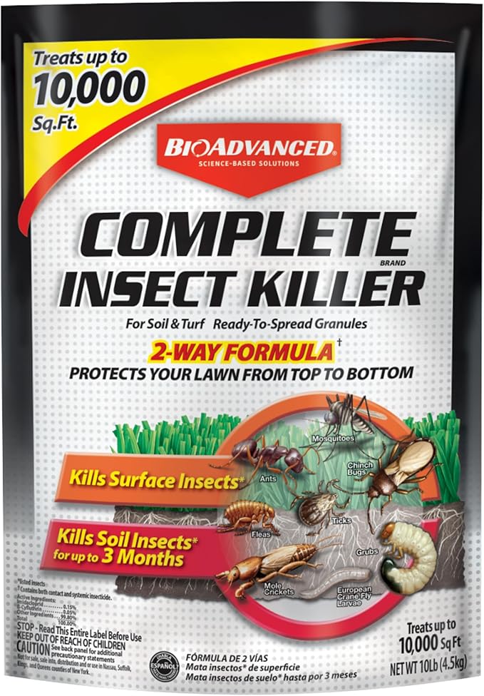 BioAdvanced Complete Brand Insect Killer Granules - Kills Insects Above and Below Ground - Outdoor Insecticide - Up to 3 Months Protection - 10 lb Bag