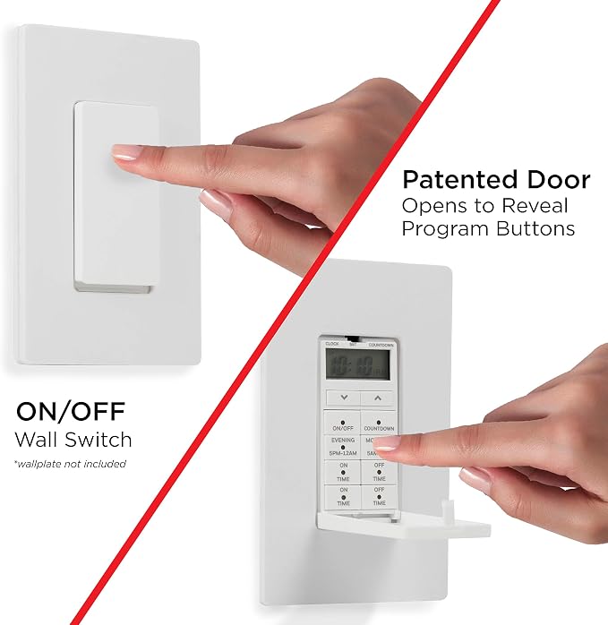 UltraPro 24-Hour Digital In-Wall Timer, Easy-to-Program, Presets, Countdown Timer, ON/OFF Override Button, 40955