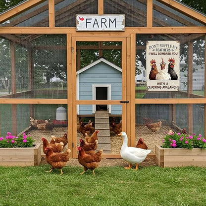 Antique Finish Chicken Coop Metal Sign, Weather-Resistant Tin Sign for Outdoor Garden Decor, Funny Farm Animal Sign, 8x12 Inch Farmhouse Patio Ornament