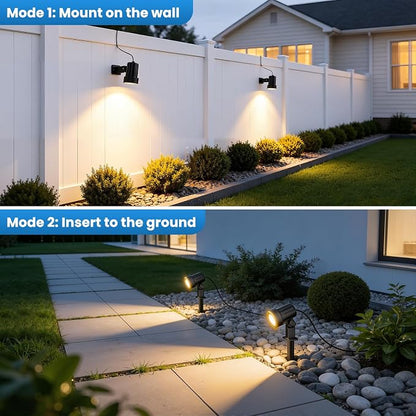 MEIHUA All-in-One Low Voltage Landscape Lighting Kit, Warm White, 12-Pack | Landscape Lights with Transformer 100FT Wire and Connectors 2700K Waterproof Landscape Spotlights for Garden Yard House Tree