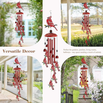 for Women Cardinal Wind Chimes for Outside, 35'' Metal Cardinal WindChimes Gifts for Women/Men, Decoration for Outdoor, Home, Garden, Patio, Backyard