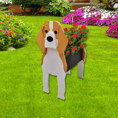 Beagle Dog Planter Pots, 9.45 x 6.77 x 13.46 Inches | Dog Flower Pot, Cute Animal Shaped Plant Pot, Gifts for Women & Pet Lovers, Indoor Outdoor Garden Home Office Decor