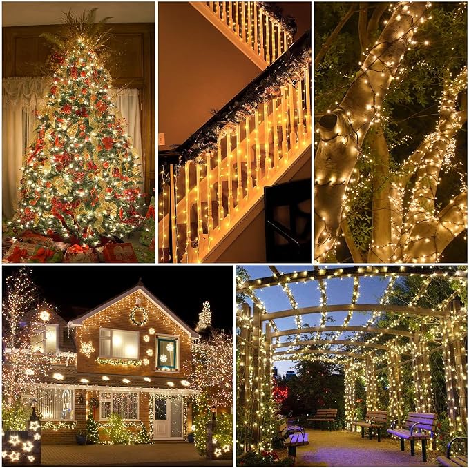 Warm White Christmas Lights Outdoor, 25FT 100 Count Incandescent Mini Christmas Lights White Wire, Waterproof Fairy Lights, Connectable Xmas String Lights for Christmas Tree, Garland, Wedding Decor