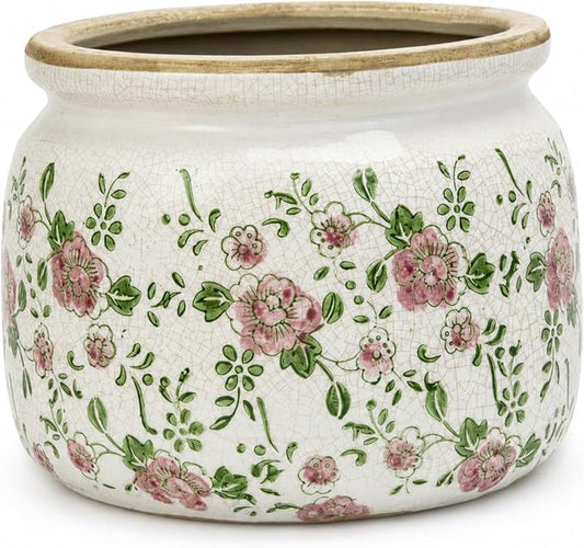 Dosayes Large Ceramic Pot for Planters, Ice Crack Glazed Flower Pot with Drainage Holes,5.91inch Vintage Planters for Indoor and Outdoor (RED)