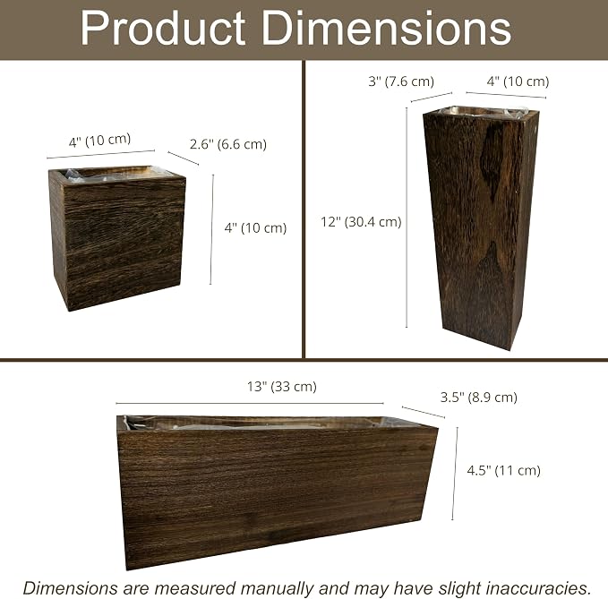 LaLaGreen Wood Planter Box for Plants (8 Pack) Wall Planters for Indoor | Wooden Hanging Plant Holder Vase for Dried Flowers, Modern Country Rustic Living Room Bedroom Office Home Garden Decor