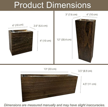 LaLaGreen Wood Planter Box for Plants (8 Pack) Wall Planters for Indoor | Wooden Hanging Plant Holder Vase for Dried Flowers, Modern Country Rustic Living Room Bedroom Office Home Garden Decor