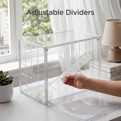 HBlife Mini Greenhouse for Indoor, Clear Stackable Green House with Magnetic Door & Adjustable Drainage Dividers, Tabletop Portable Greenhouse for Small Plants Nursery Germination and Display, 1 Pack