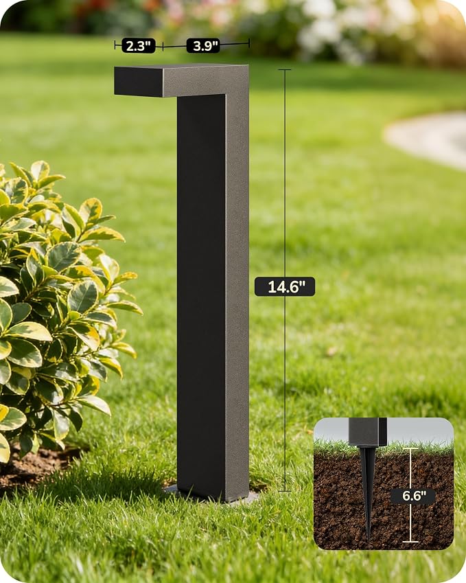 EDISHINE Low Voltage Pathway Lights Wired, 3000K 3.2W 50,000Hrs Waterproof LED Outdoor Landscape Lighting with Connectors, 12V Modern Cast-Aluminum Landscape Path Lights for Walkway Garden, 4 Pack