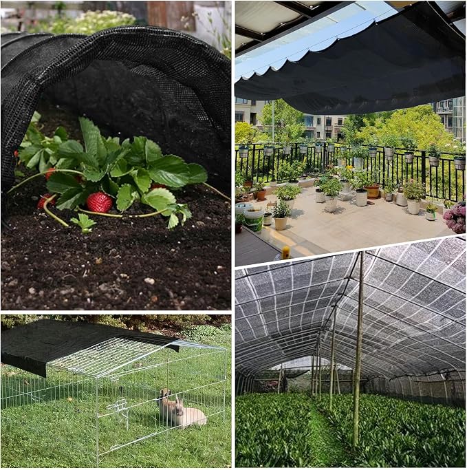 LOVE STORY 10x20FT 90% Black Garden Shade Cloth, Sun Shade Cover Net Mesh Tarp with Grommets, Sunblock Net for Garden,Greenhouse,Plants and Patio