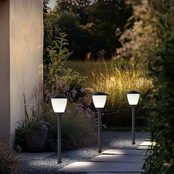 6 Pack Low Voltage Landscape Lighting LED Landscaping Lights, 1.7W 12V AC DC, 3000K Warm White, IP65 Waterproof Low Voltage Pathway Lights, ETL, UL, CSA Listed, for Yard Walkway Garden, Black
