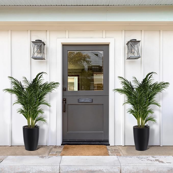 Garvee Tall Planters for Outdoor Plants, 16 in Large Planters Set of 4, Outdoor & Indoor Planters with Water Level Monitor ＆ Inner Bucket, Automatic Watering, for Porch, Patio, Backyard, Black