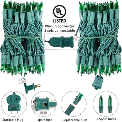 Minetom St. Patrick's Day Mini String Lights, 100 Count 27 Feet Detachable Incandescent Bulb Waterproof Green Fairy Lights Plug in for Indoor Outdoor Party Patio Christmas Decoration, Green Wire