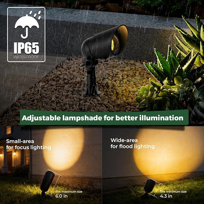 Gardencoin Low Voltage Landscape Spotlight, 12V LED Outdoor Landscape Lighting, Landscape Spot Lights Wired for Garden and Yard, Aluminum Up Lighting Fixture with 5W MR16 Replaceable Bulb (2 Pack)