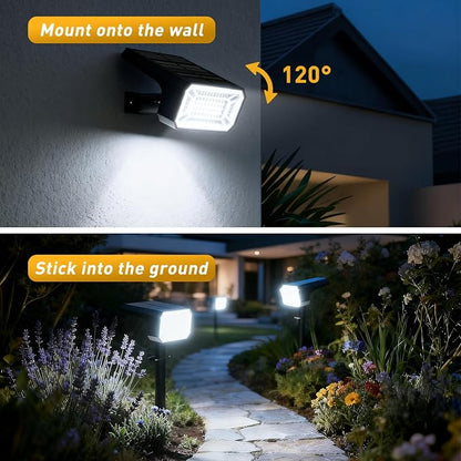 Solar Spot Lights Outdoor, 4 Pack Solar Landscape Lights with 100 LEDs Each, 4 Lighting Modes, IP65 Waterproof, 2-in-1 Adjustable Solar Spotlights for Yard Garden Pathway Driveway(Cool White)