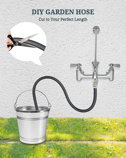 3/4" Mop Sink Hose, 3.9ft (47 inch) Heavy Duty Short Water Hose, Flexible Reinforced PVC with Stainless Steel Tightening Fixture for Mop Sink Faucet, Dehumidifier Drain, Household & Commercial