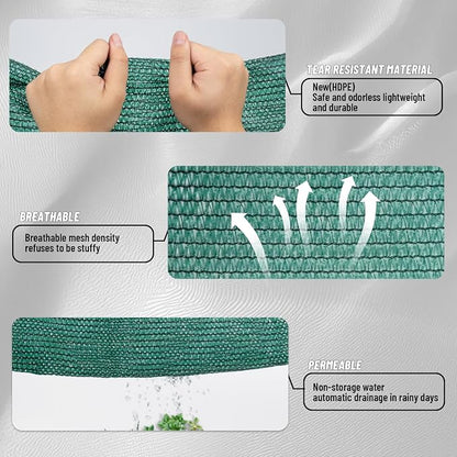 Cool Area 90% Sun Shade Cloth Mesh Tarp with Grommets for Plant Cover 6.5x16.5ft Patio Canopy Garden Pergola Greenhouse Car Barn Kennel Dark Green