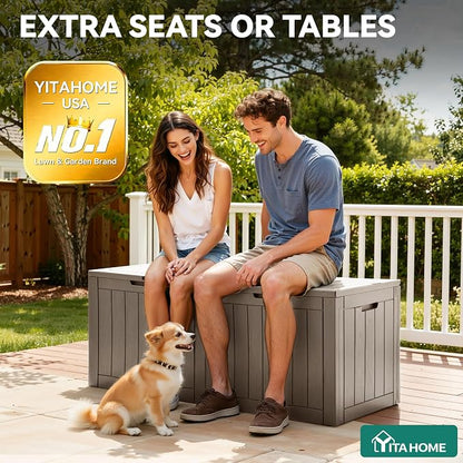YITAHOME 30 Gallon Deck Box Outdoor Storage Box | Waterproof Resin Package Delivery and Storage Box with Lockable Lid for Patio Furniture Cushions, Pool Accessories, Garden
