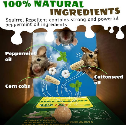 10 Pack Squirrel Repellent, Peppermint Oil to Repel Squirrel, Squirrel Repellent for Cars, Plants Garden, Outdoor Use, Keep Squirrels Away from Gardens, Flower Beds and Farm