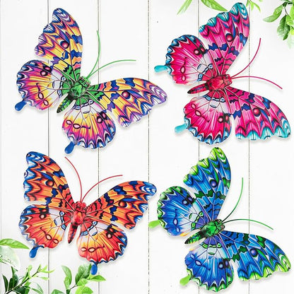 SUNREEK Metal Butterfly Wall Decor, 6 Inches Outdoor Wall Art for Fence Garden Yard Room Patio Balcony Decorations (4, Butterfly-D)