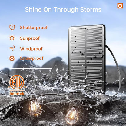 addlon 54FT(48+6) Solar String Lights Outdoor Waterproof with USB Port & Remote Control Dimmable Solar Patio Lights IP65 Solar Powered Edison LED Bulbs for Outside Bistro Camping
