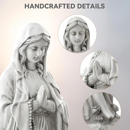Virgin Mary Praying Statue, Large 30" Outdoor Religious Garden Statue, Blessed Mother Mary Statues Catholic, Durable Weather MGO Stone Sculptures Decorations for Home,Yard,Patio,Forch