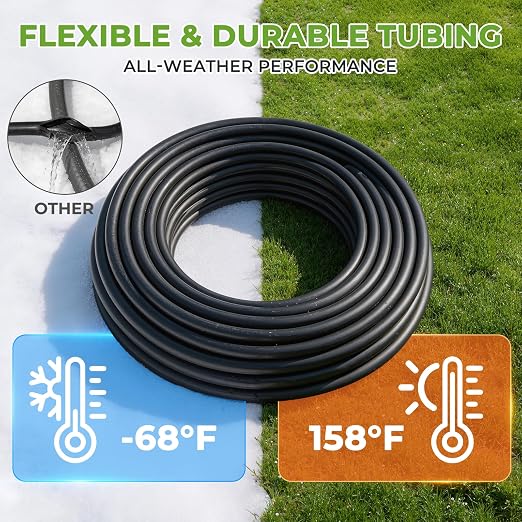 HIRALIY 200FT Drip Irrigation System Kit, Quick-Connect Garden Watering System with 33FT Main Hose and 167FT 1/4" Tubing, Adjustable Drippers for Raised Beds, Greenhouse, Patio & Lawn