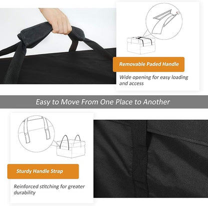 NettyPro Patio Cushion Storage Bags 32 x 32 x 24 inch Water-Resistant Small Outdoor Bag for Cushions Heavy Duty Patio Furniture Storage Bag, Black