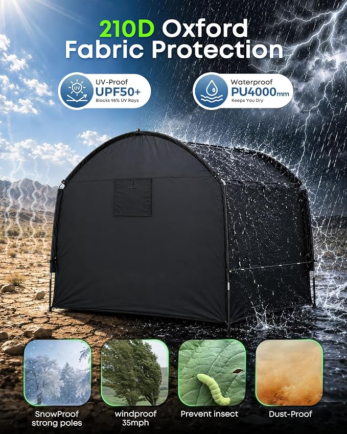 Bike Storage Shed Tent,Bike Cover Waterproof Outdoor Storage Shed with 30% More Top Storage Space for 4-5Bikes,Portable Bicycle Shelter for Motorcycle,Garden Tools,Lawn Mower