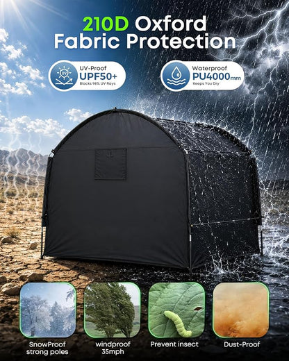 Bike Storage Shed Tent,Bike Cover Waterproof Outdoor Storage Shed with 30% More Top Storage Space for 4-5Bikes,Portable Bicycle Shelter for Motorcycle,Garden Tools,Lawn Mower