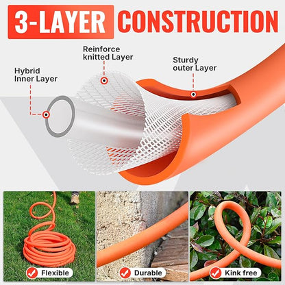 YAMATIC 100 ft Garden Hose 5/8 in, Ergonomic Swivel Fittings, Burst 600 PSI | Heavy Duty Water Hose with 2 Set Brass Quick Connects, Flexible and Lightweight Hose for All Weather Lawn Yard Gardening