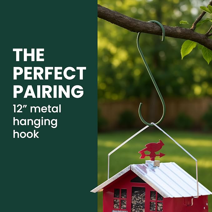 Perky-Pet Squirrel-Be-Gone II Country Style Bird Feeder, 8 lb Seed Capacity | Weight-Activated, Squirrel Proof, Metal Construction, Rust Resistant, Locking Lid, Removable Roof, Adjustable Settings, 338