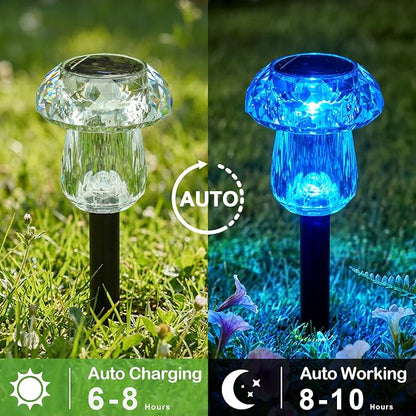 Solar Pathway Lights Outdoor 16 Pack Mushroom Garden Lights Waterproof Solar Powered Yard Lighting for Landscape, Driveway, Path, Walkway, Patio, Outside Garden Decorations, Color Changing