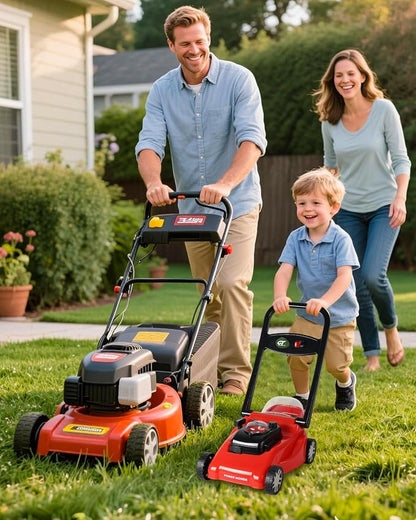 Kids Lawn Mower with Realistic Grass-Cutting Action and Sounds – No Batteries Required | Fun Outdoor Push Toy, Birthday Gift & Holiday Present for 3, 4, 5, 6 Year Old Boys and Girls (Red)