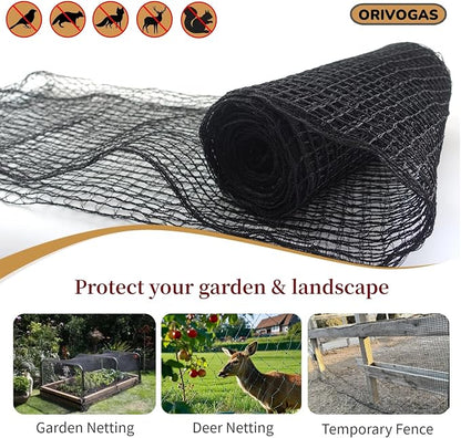 Deer Fence Netting,Plastic Mesh Fence 6.5x50ft,Reinforced Edges 55gsm Heavy Duty Animal Barrier,Ideal for Garden Netting,Against Bird,Temporary Fence,Fruit Plant Protection,Black